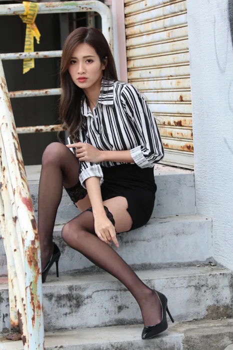 [Mzsock] NO.025 Long-legged beauty model Zhang Xiao sexy black stockings outdoor shot street photography#[93P]-1